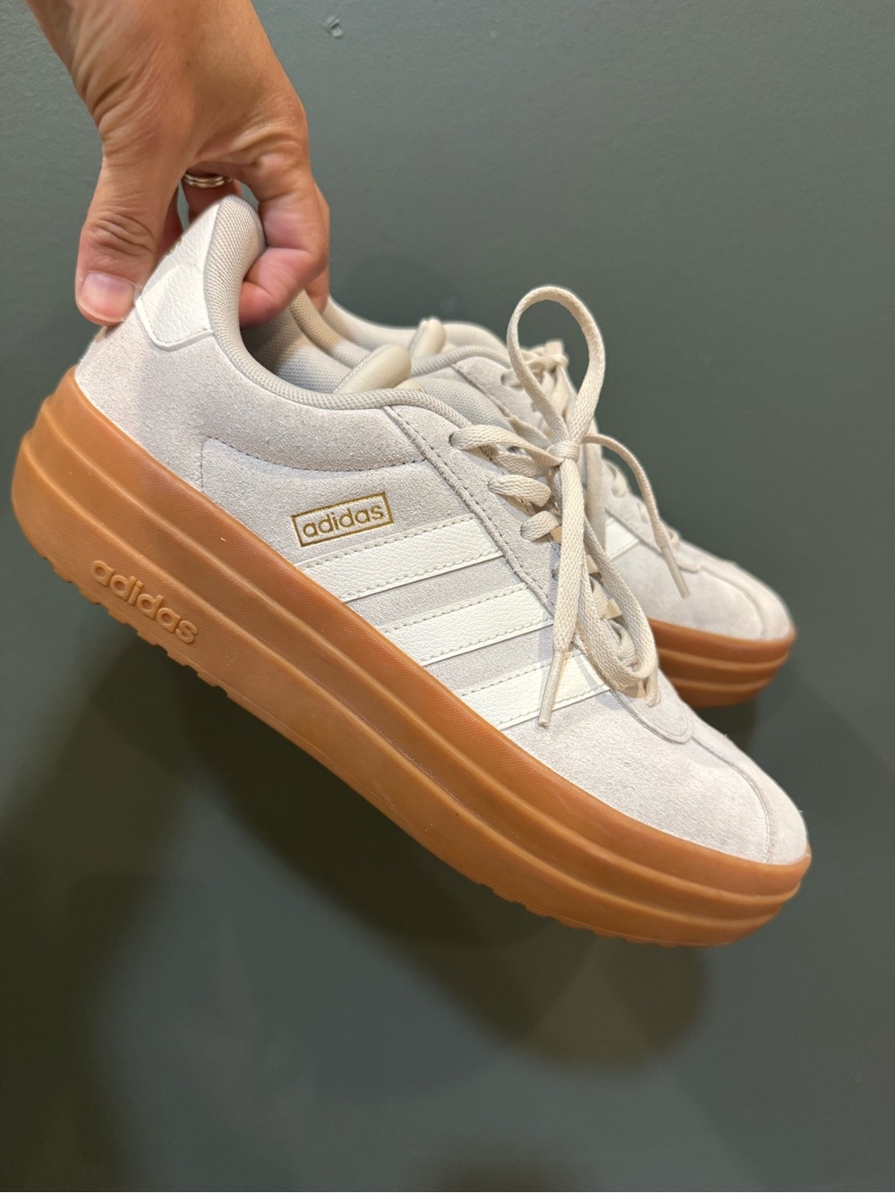 adidas Women's Cream Suede Platform Sneakers with Gum-Style Sole